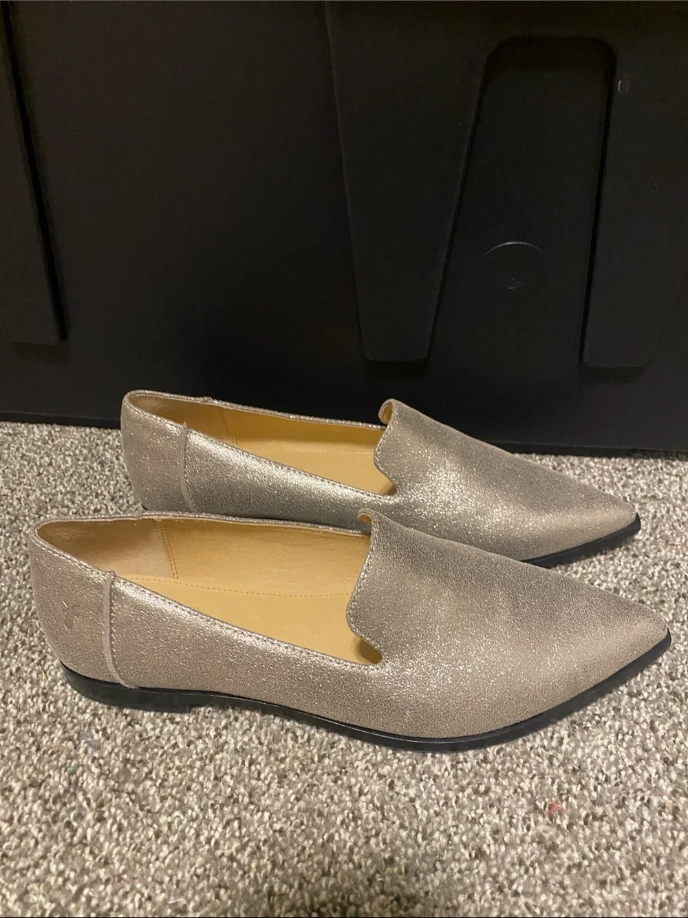 Frye Metallic Silver Pointed Slip-On Flats